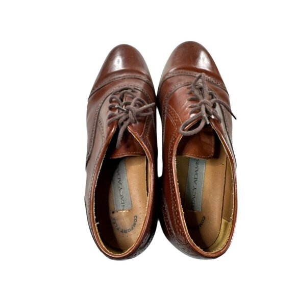 Stacy Adams 80's Vintage Mens Size 10 M Brown Leather Cap Toe Dress Shoes - Picture 8 of 9